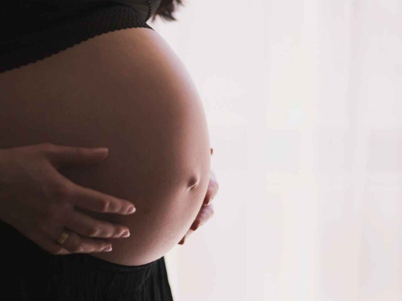 A pregnant belly.